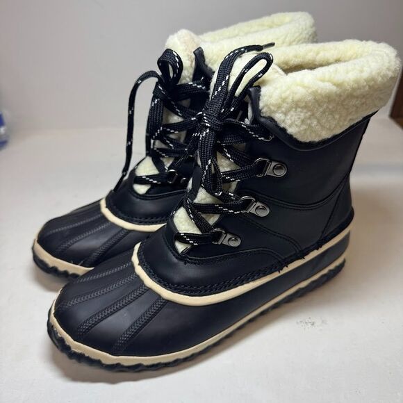 JBU Womens 6.5 M Black Lizzy Waterproof Faux Fur Lined Ankle Boots DISPLAY IV4 - Picture 2 of 5